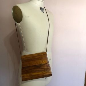 Vintage All Wood Handmade in Korea Handbag, Vintage Wooden Handbag